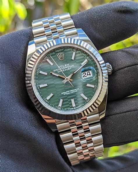 gold watch green face rolex|Rolex green datejust 41.